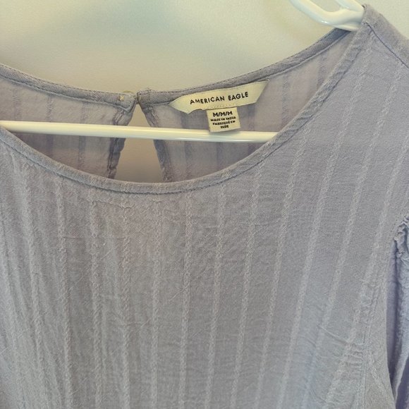 American Eagle Soft Cotton Blend Long Sleeve Tiered Babydoll Top Medium - Picture 2 of 3